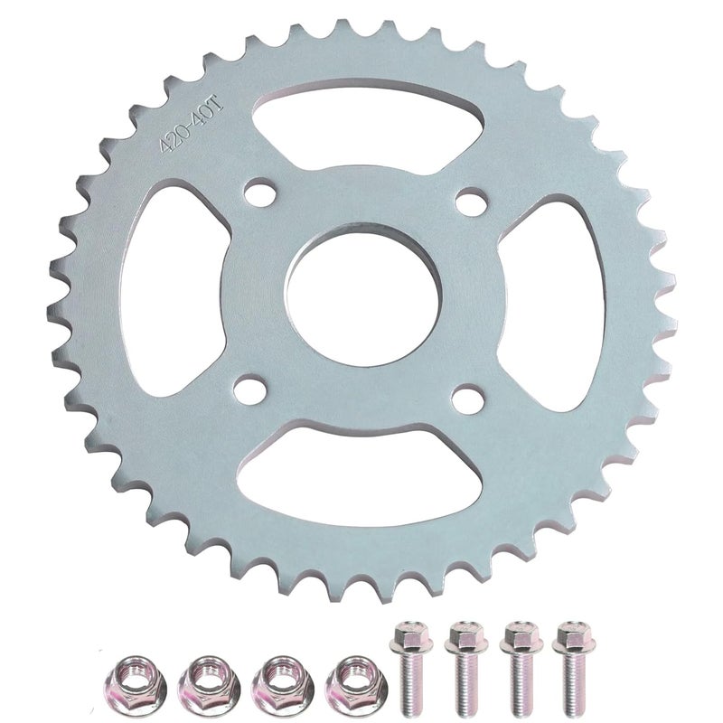 JNDO Mini Bike Sprocket 40T Sprocket 420 Chain 40mm bore Rear Sprocket Silver Replacement for Coleman BT200X CT200U CT200U-EX Go-Kart Baja Warrior TrailMaster Massimo MB165 MB200 - Image 1